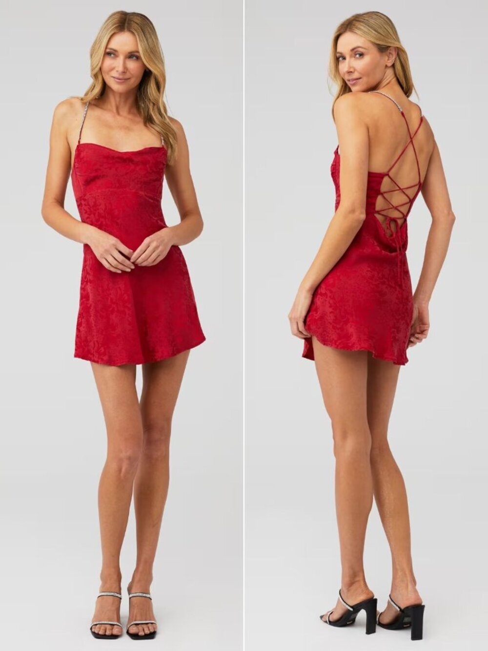 For Love & Lemons Red Gabrielle rhinestone strap Mini Size Medium 38245